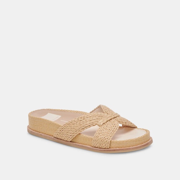 Dolce Vita Selda Wide Sandals Lt Natural Raffia - Picture 1 of 3
